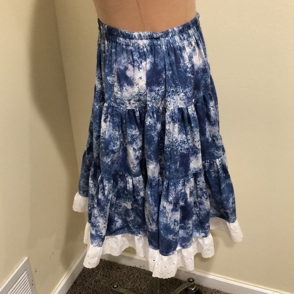 Vintage Skirt Size Small Blue White Tie Dye - Picture 3 of 7